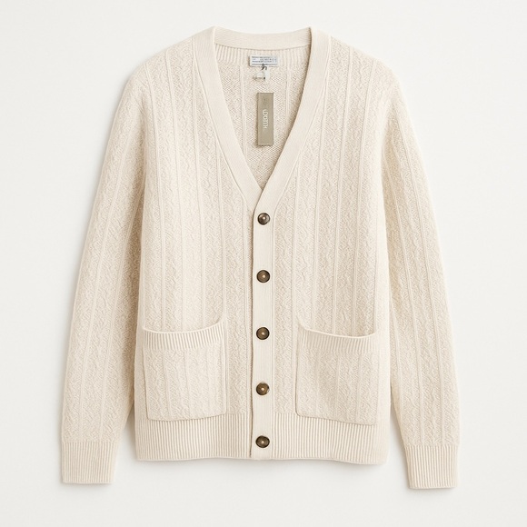 J.Crew Textured 100% Cotton Cardigan Sweater NWT Men’s XL Oatmeal
